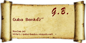 Guba Benkő névjegykártya